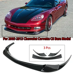 Front Bumper Lip Spoiler Splitter For 2005-2013 Chevrolet Corvette C6 Base Model Side Body Kit Trim Protection Compatible