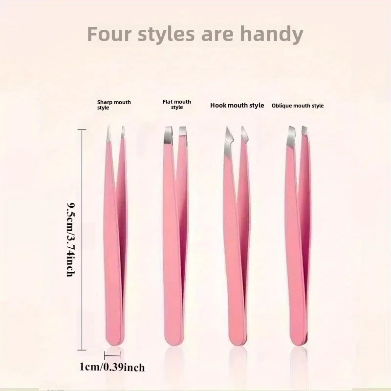 Pinzette per sopracciglia in acciaio inossidabile 1/4 pezzi per modellare le sopracciglia, rimozione dei punti neri, strumento professionale per la toelettatura delle donne