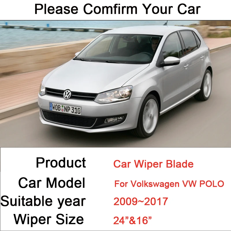 For Volkswagen VW POLO Sedan Vento 6R 6C 2009~2017 MK5 Front Windscree Windshield Wipers Rubber Wiper Blades Car Accessories