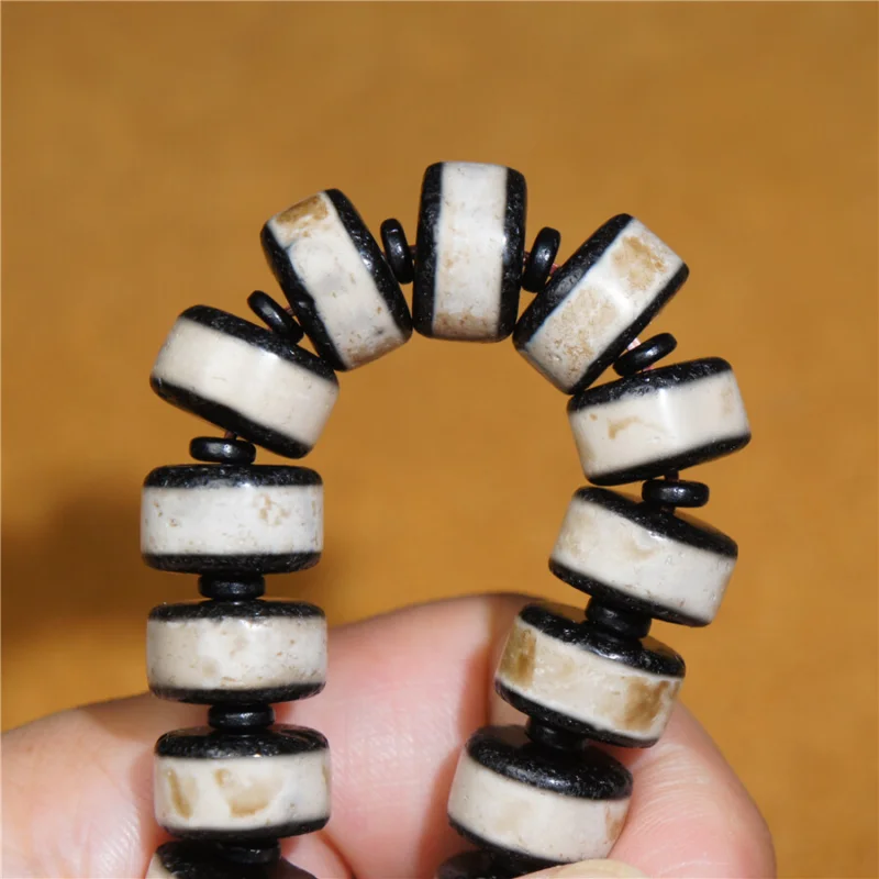 Himalayan Tibetan Old Agate 1 Stripe DZI Beads Amulet Bracelet HandString GZI