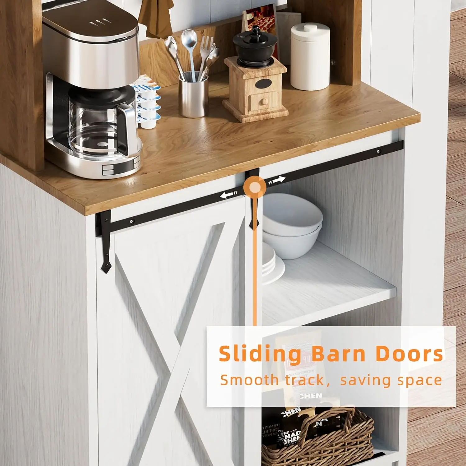 طاولة بار قهوة للمزرعة مقاس 56 بوصة مع 3 خطافات و6 خطافات، أرفف قابلة للتعديل لغرفة المعيشة/الطعام #6