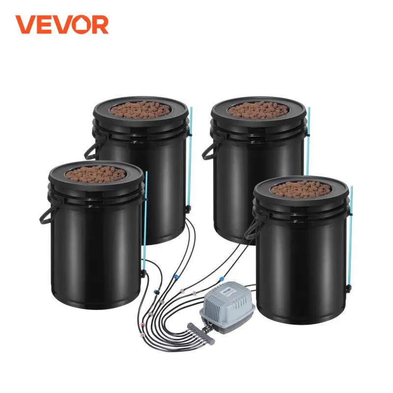 

VEVOR DWC Hydroponics Grow System Hydroponic Growing System with Top Drip Kit Deep Water Culture 5-Gallon Buckets with Air Pump