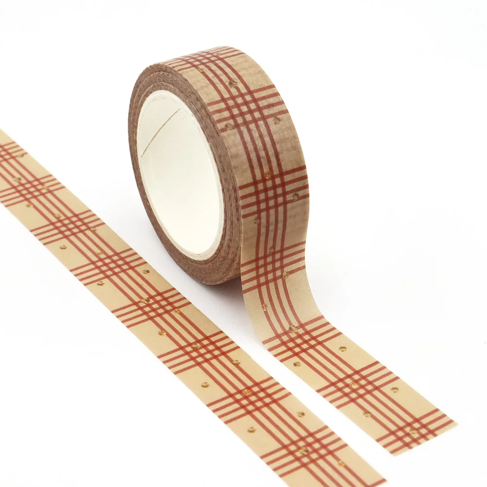 

NEW 1PC 15mm*10m Thanksgiving Autumn Plaid Stripes washi tape Decorative Masking Tapes scrapbooking stationery office supplies