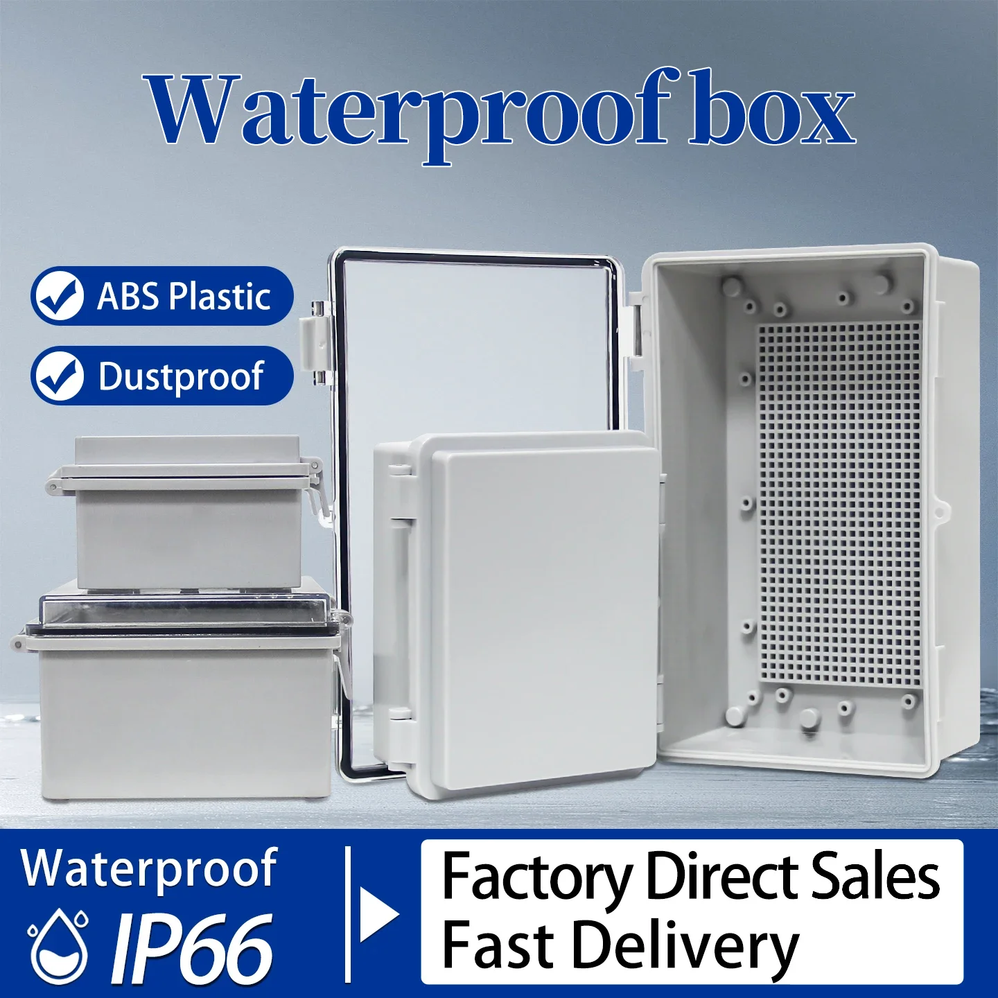 IP66 Electrical Plastic Enclosure  ABS Power Junction Box Outdoor Waterproof Distribution Box for Electric Instrument Project