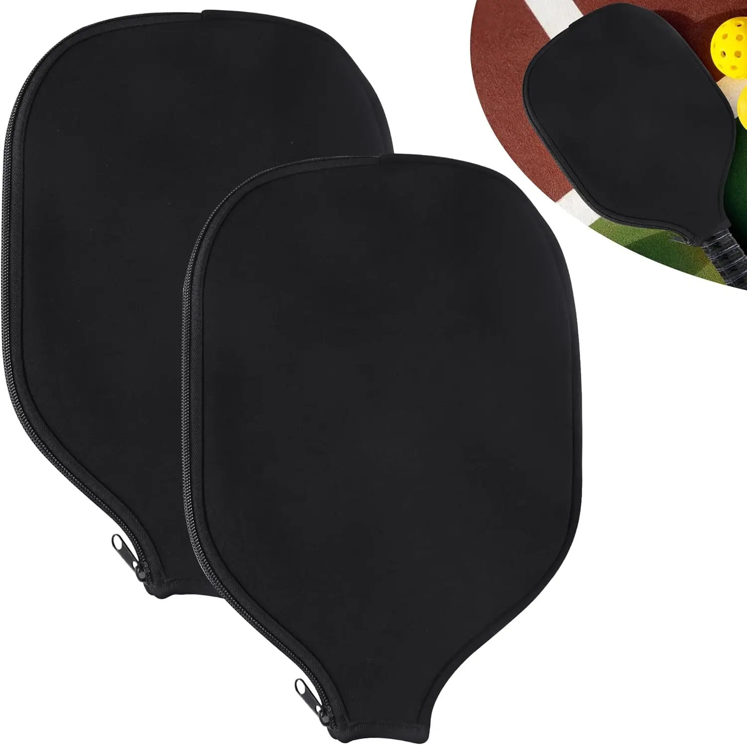 2 PCS Pickleball Paddle Covers, Durable Neoprene Universal 8.26 x 11.8Inch Zippered Racket Sleeve Storage Bag,