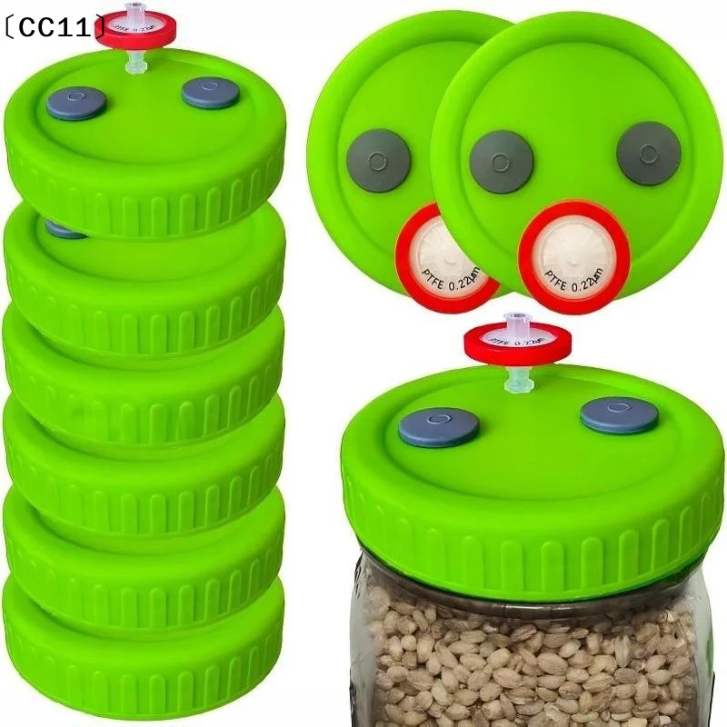 Silicone Sealing Caps For Mushroom Mycelium Liquid Culture For In-Jar Strain Inoculation, Sealing, Pressure Regulation〔CC11〕