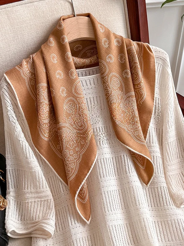 エレガントカジュアルスタイル-シルクウールスカーフ-2025年新作-暖かいシルクヘアースカーフ-高級感-少数限定-シルクヘアショール