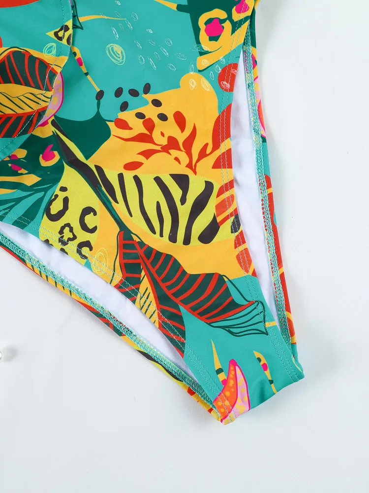 COOBBU عميق الخامس ملابس السباحة مثير ملابس السباحة طقم سباحة حريمي 2026 ارتداءها مطبوعة قطعة واحدة الدعاوى الجوف خارج بحر