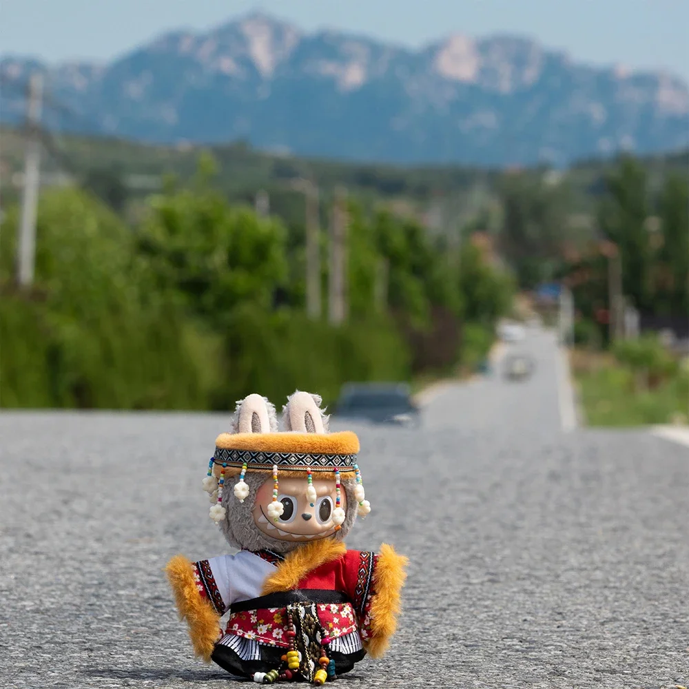 ل 15/17 سنتيمتر Labubu إكسسوارات دمي تشانغ الجنسية التبتية مستوحاة ملابس رسمية السفر نمط Labubu الزي V1 V2 V3