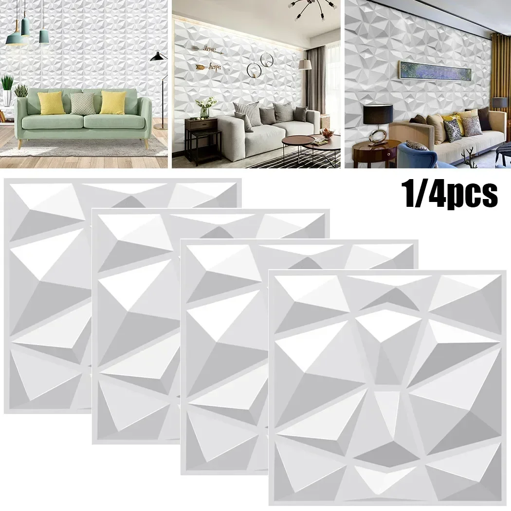 

3D White Decor Interior Wall Panels Foam Wallpaper Covering Plastic Cladding Tiles PVC Moisture Interior PanelsTV Background