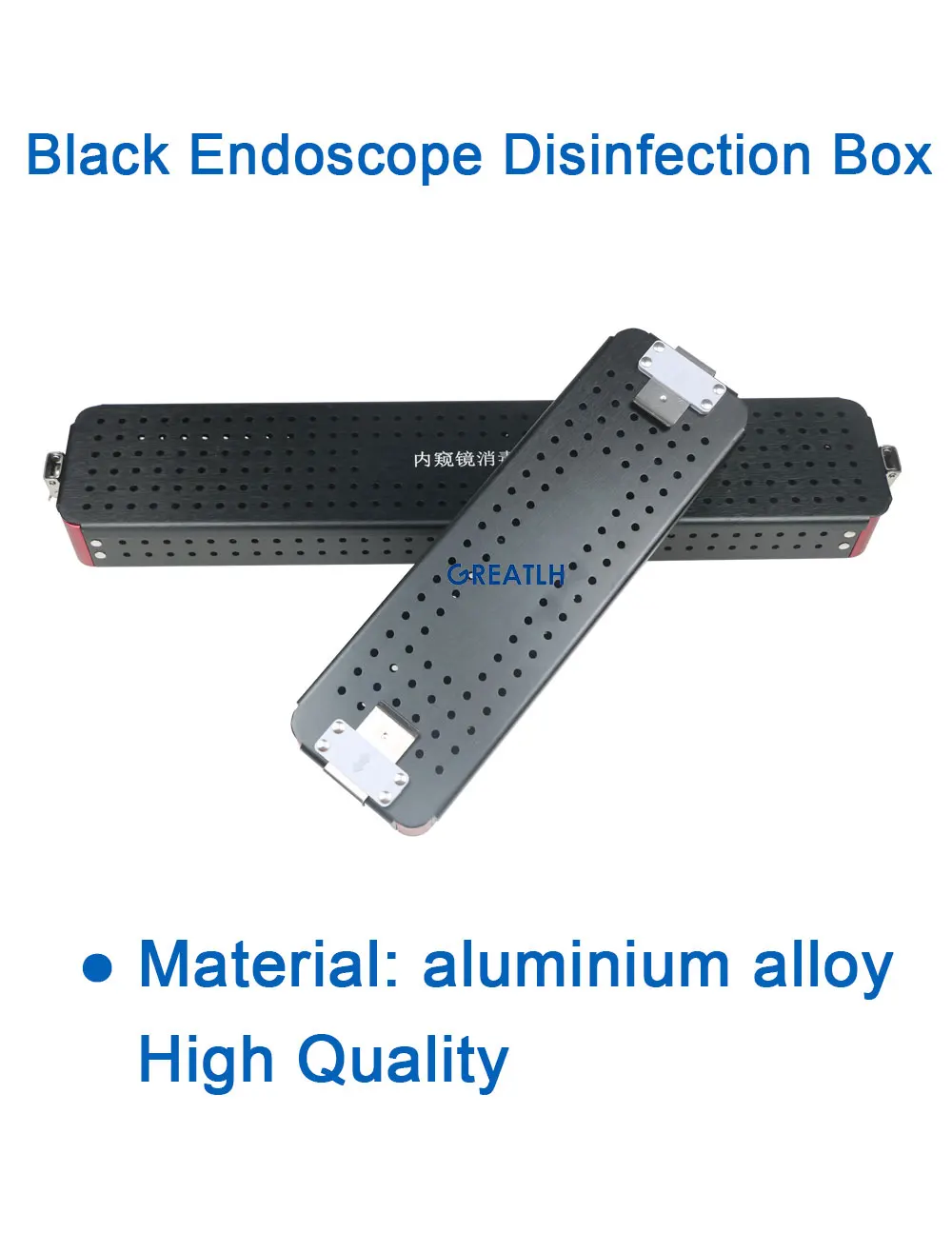 high quality Aluminium alloy  Black endoscope disinfection box sterilization tray sanitizing box