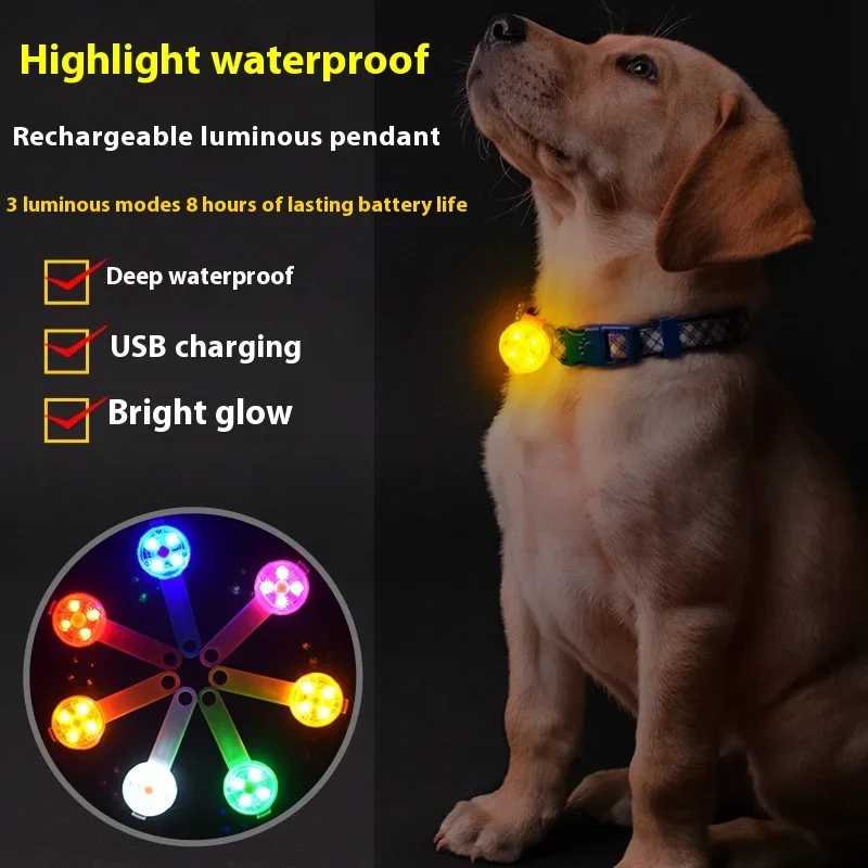 

Rechargeable Anti-Lost Jewelry with LED Light, Luminous Pendant for Pet, Night Dog Tag, Highlight Pet luminous pendant