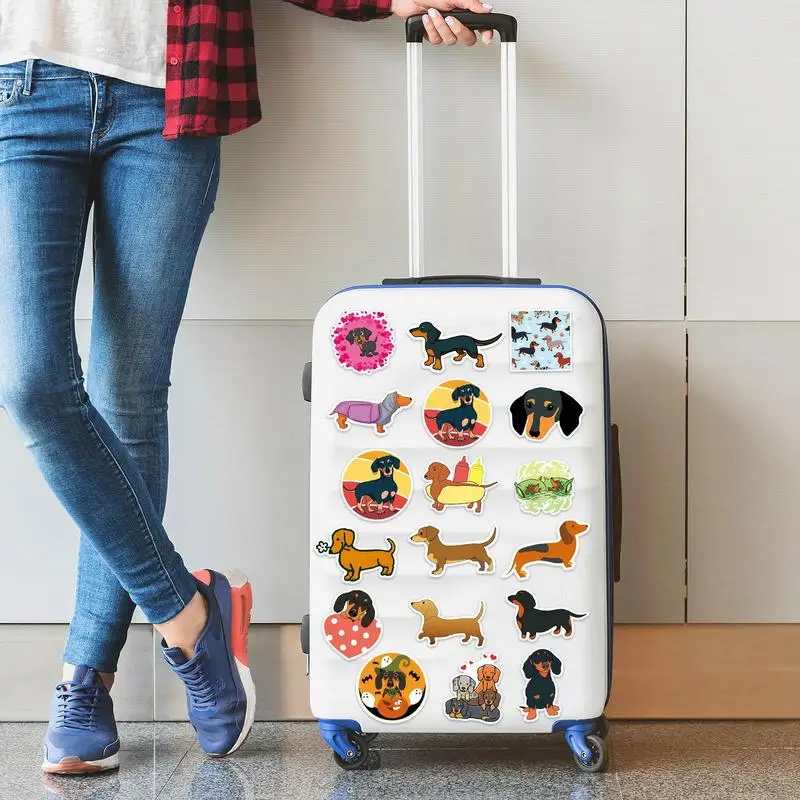 재미있는 강아지 스티커 만화 귀여운 닥스훈트 데칼, 문구, 기타, 전화, 자전거, 노트북, 수하물, 자동차 그래피티, 어린이 스티커, 50 개