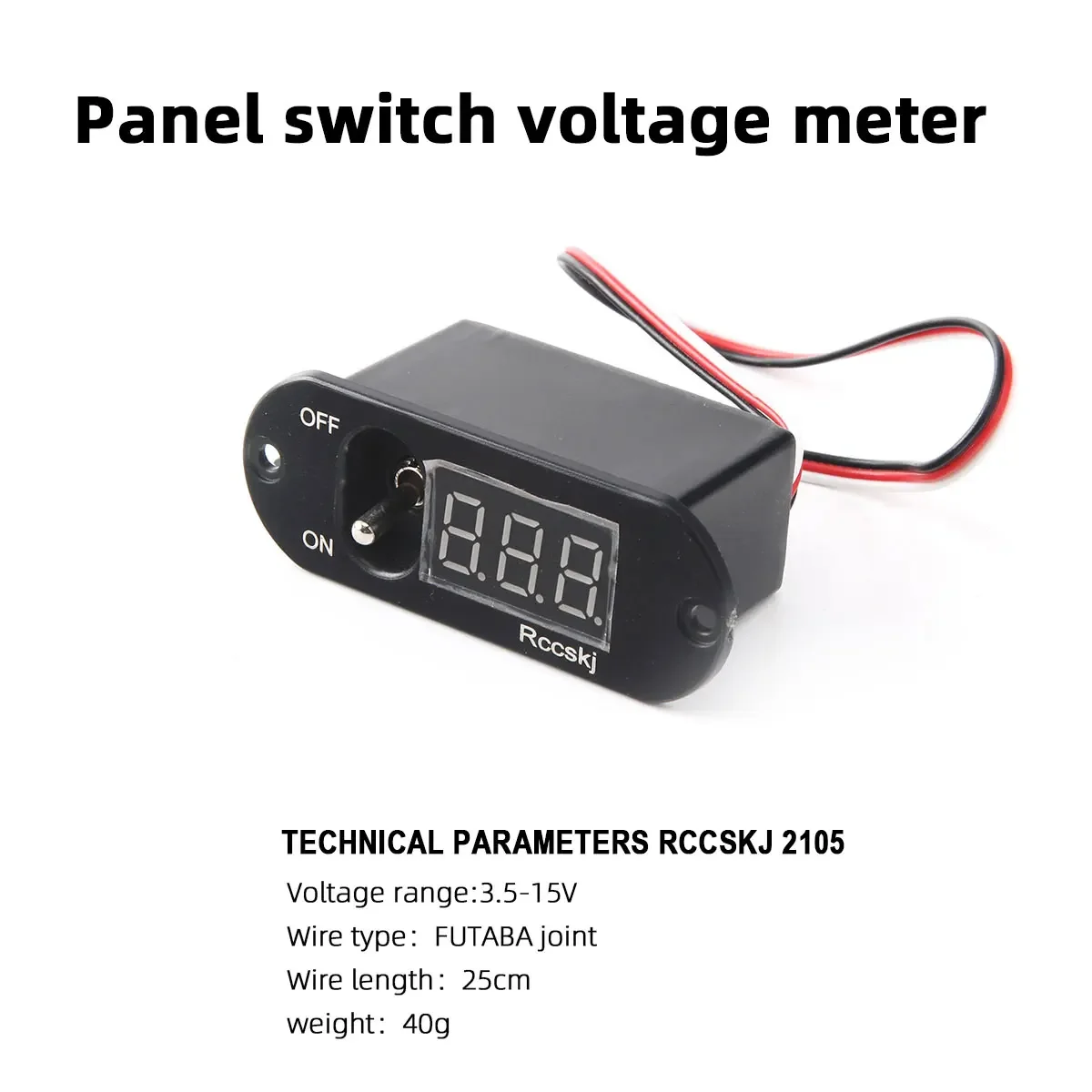 Rccskj DP switch voltmeter 2105 FUTABA/JR plug 15CM Cable Wire 3.5-13V Voltage For RC Model Plane