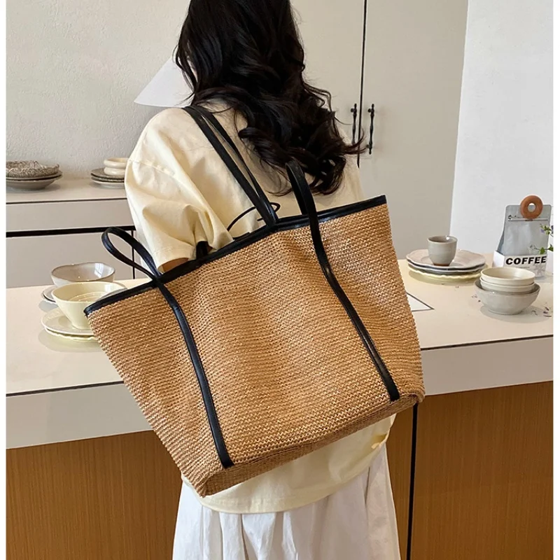 

Women's Fashion Versatile Large-capacity Braid Shoulder Bags Designer Straw Woven Summer Beach Bags Ladies Leisure Tote Bag