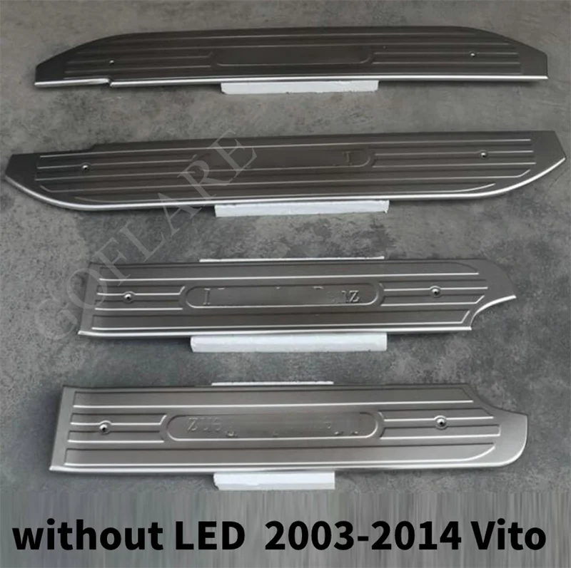 Stainless Steel Car Accessories LED Door Sill Scuff Plate Protector Sills For Benz V-CLASS Vito Viano Valente W639 2003-2014