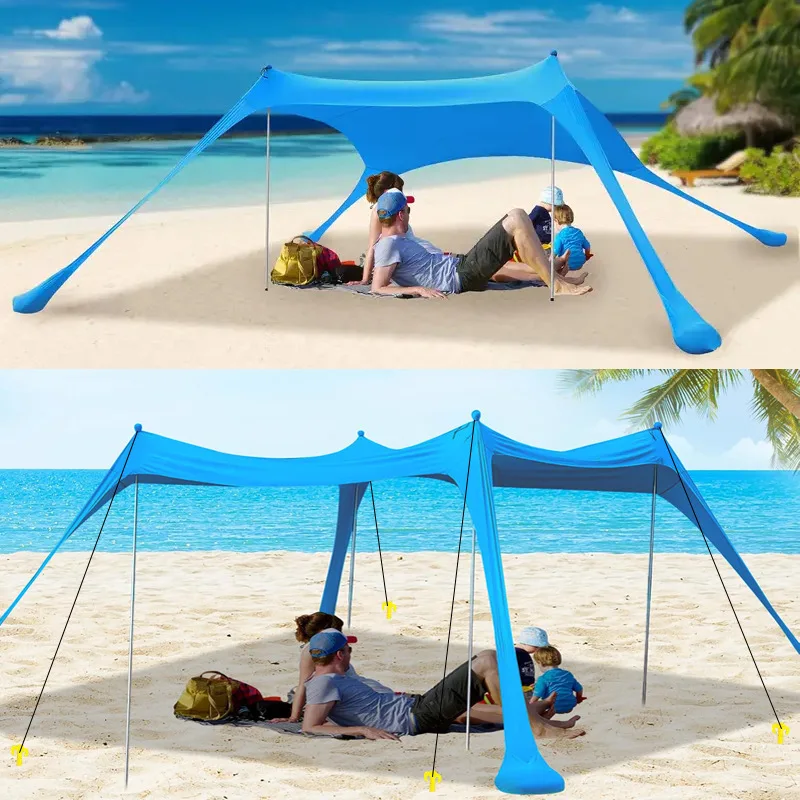 High-Quality Spandex Fabric Beach Tent with Sandbag Anchors and Pegs Lightweight Instant Pop up Beach Tent Beach Sun Shade