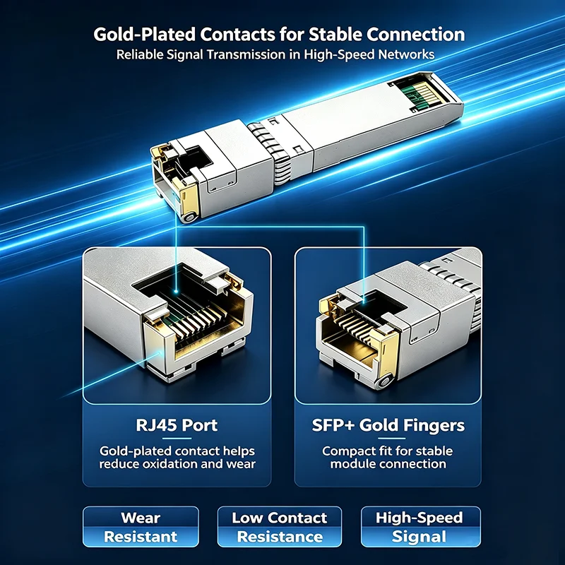 10G SFP to RJ45 Module Copper Transceiver High Speed Ethernet Converter 10000M  Plug Play for Switch Router Network Upgrade