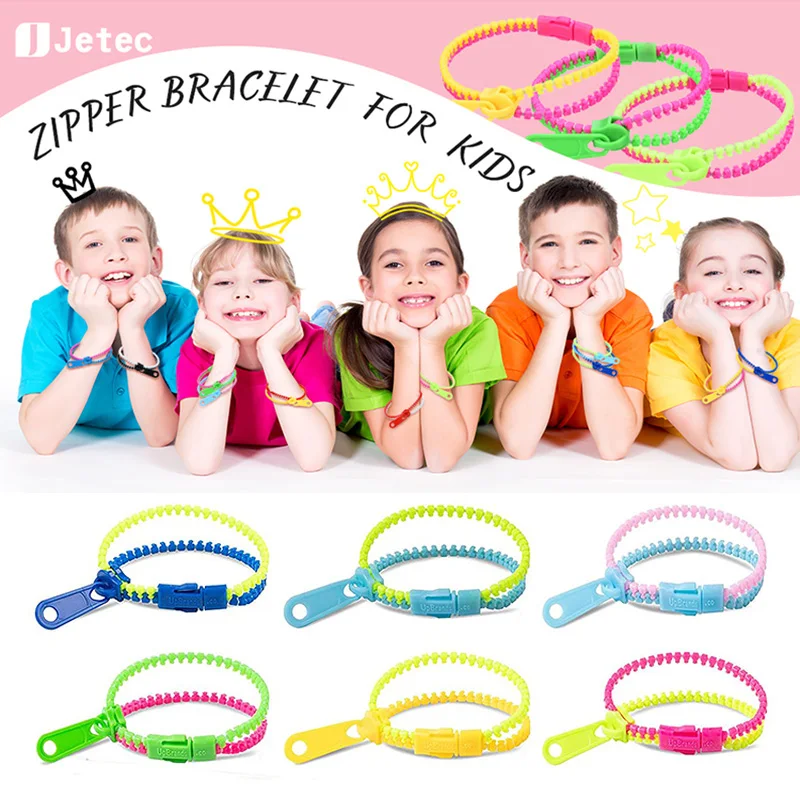 Fidget Toys Neon Color Friendship Zipper Bracelet Kids Stress Relief Educational Toys Kids Birthday Party Gifts Hand Sensory Toy