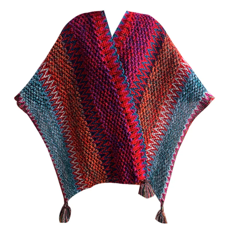 

Warm Knitted Cloak Shawl Wrap Scarf Women Travel Photo Cape Warm Cashmere Scarves Bandana Female Thick Blanket Soft Bufanda