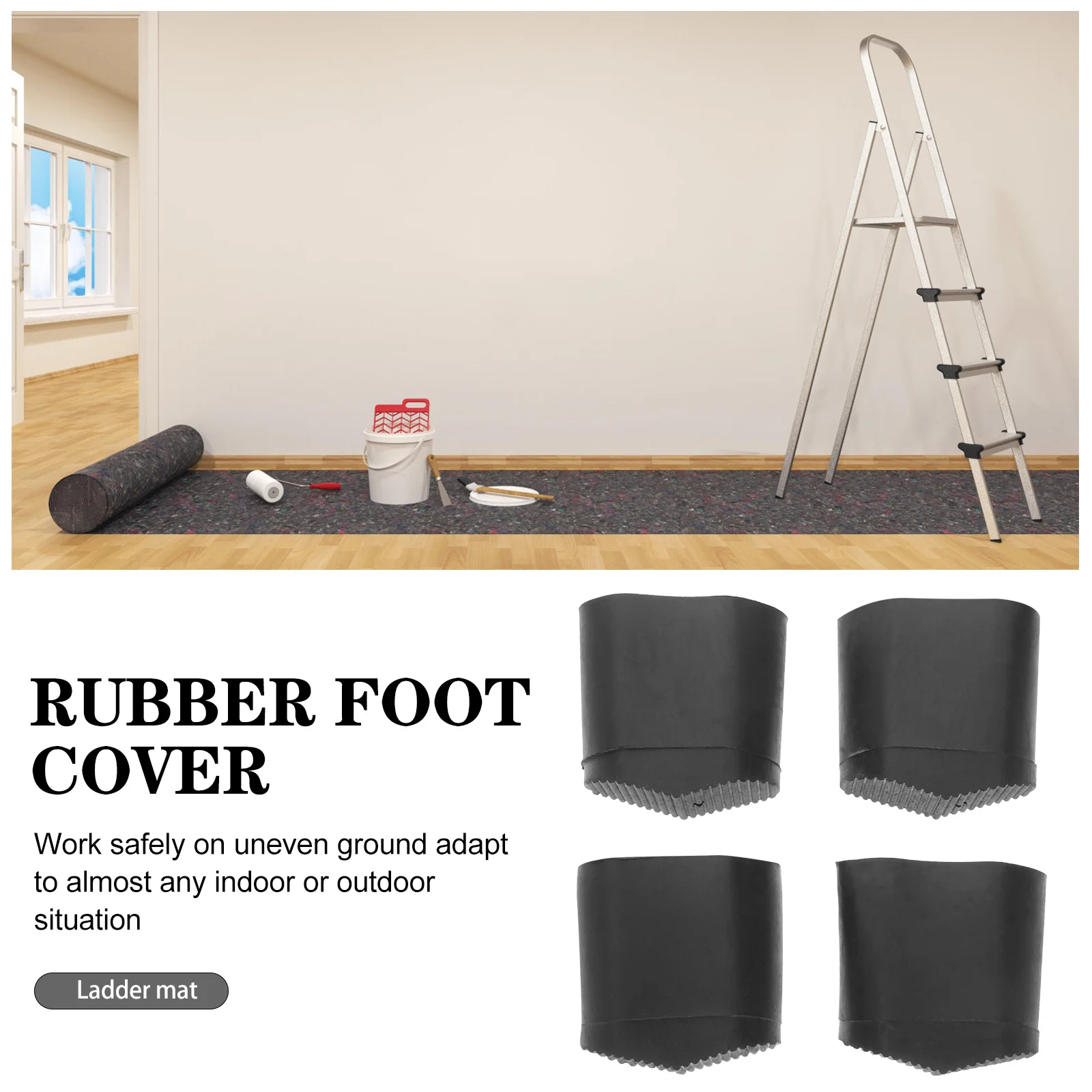 

4Pcs Ladder Feet Covers Non-Slip Silicone Pads Protective Bumpers for Extension Ladder Sound Insulation
