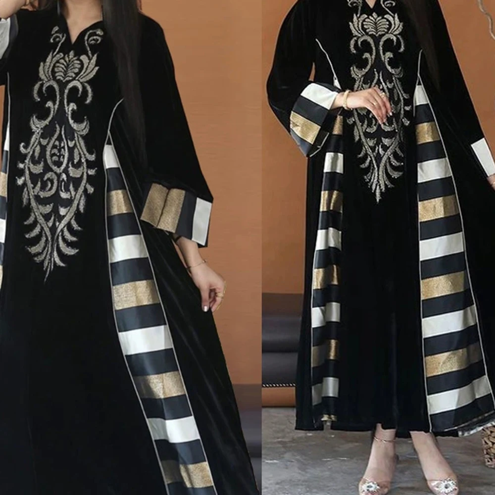 

Middle Eastern cross-border women's embroidered long skirt Muslim Arab Dubai muslim dress-GZXX656