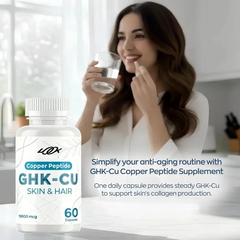 GHK Cu Copper Peptide Supplement, 120 Mcg, for Anti-aging Health Support of Skin and Hair