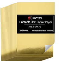 A4 210x297mm Premium Printable Vinyl Inkjet Stickers -20 Sheets Gold 8.3x11.7 Inch Sticker Paper Suitable for Inkjet Printing Wa