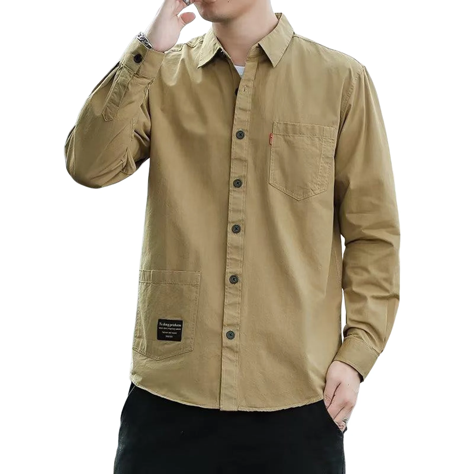 Camisa de trabalho manga longa masculina, Design Vintage, Casual, Tamanho grande, Casamento, Reunião