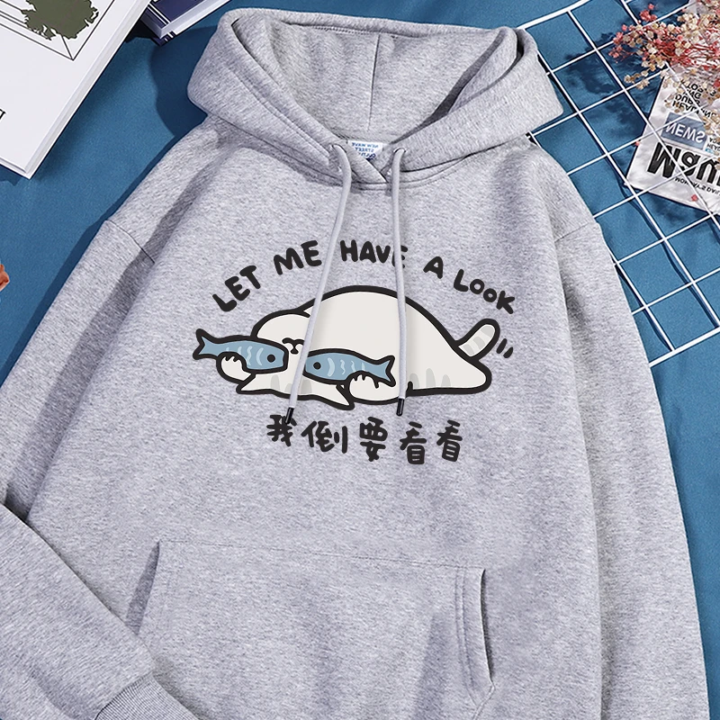 

Lying Flat Cat Printing Hoodie Men Fashion Versatile Comfortable Hoody Street Basic Pocket Sweatshirt Warm Fleece Clothes Tops