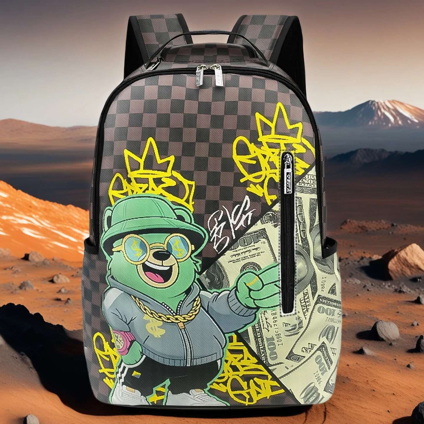 

A Hip-Hop Street-Style Backpack with Spray-Painted Ground-Pattern Design, a Stylish Outdoor Commuter Bag, a Large-Capacity Travel Bag, a Multi-Functional Storage Backpack, with Adjustable Shoulder Straps, Suitable for Teenagers, Back-To-School, the Best V