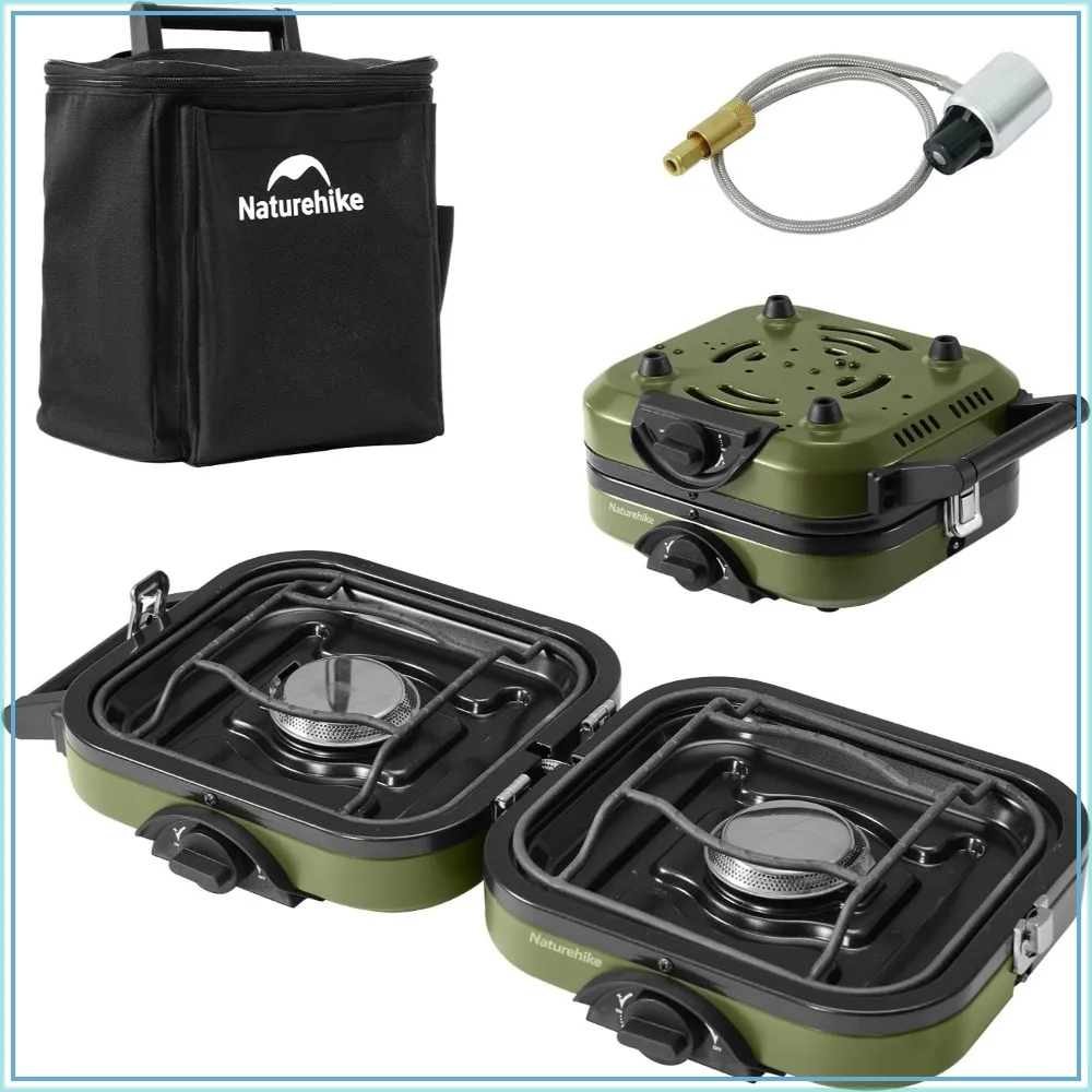 

2 Burner Folding Camping Stove, Portable Propane Gas Stove with Carry Bag, 16000 BTU High-Performance Camp Stove with ETL Certification, Adjustable Burners & Piezo Ignition