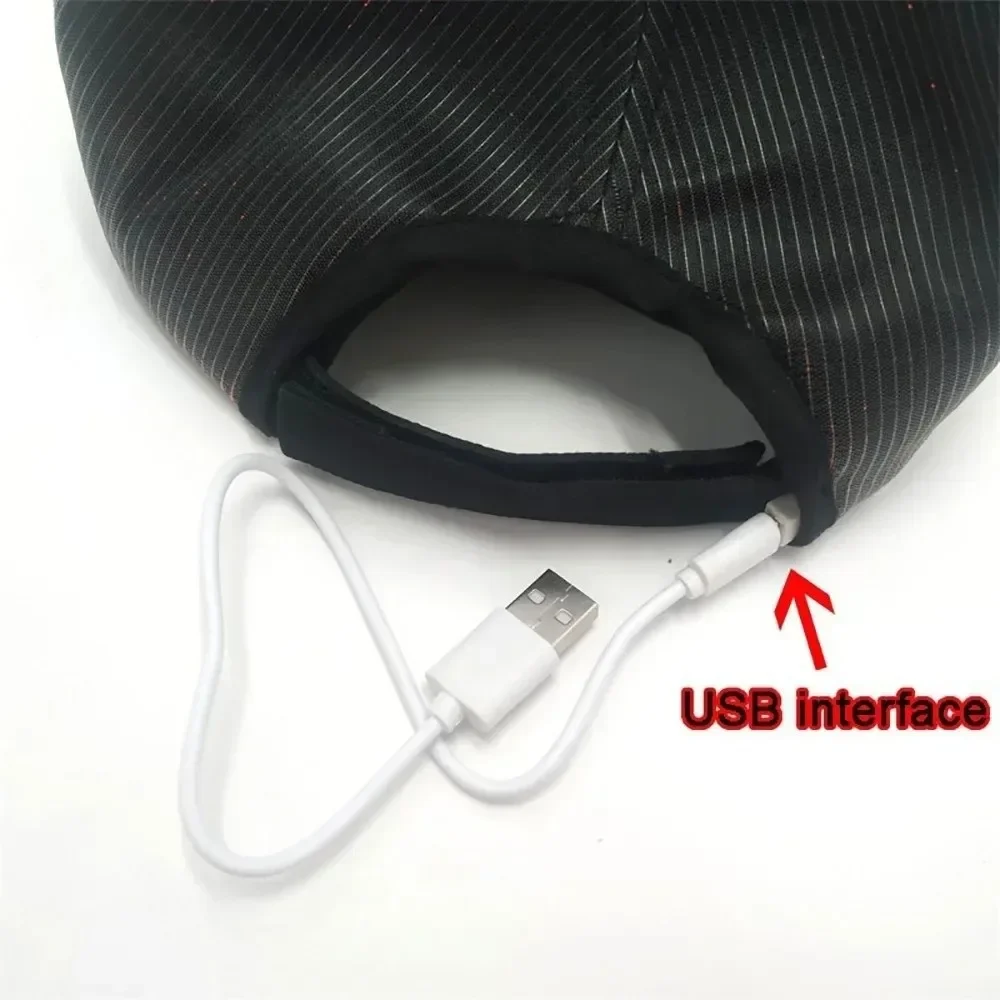 

7-цветная меняющая оптоволоконную крышку с зарядкой через USB, мигающая светящаяся шляпа, перезаряжаемая светодиодная шляпа
