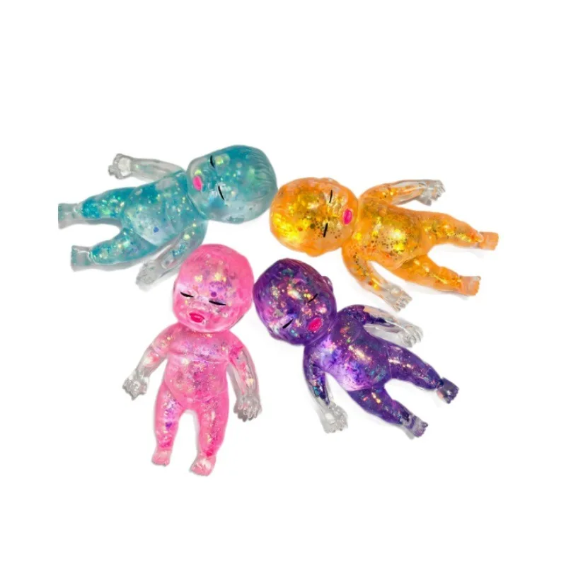 Clear Doll Fidget Toy, Sequin Filled Interior, Anxiety Relief Toy for Students
