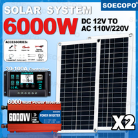 SOECOPO 6000W Solar Panels Complete House Kit USB 5V/1.5A Off Grid Solar System Home DC 12V - AC 110V/220V Inverter Camping