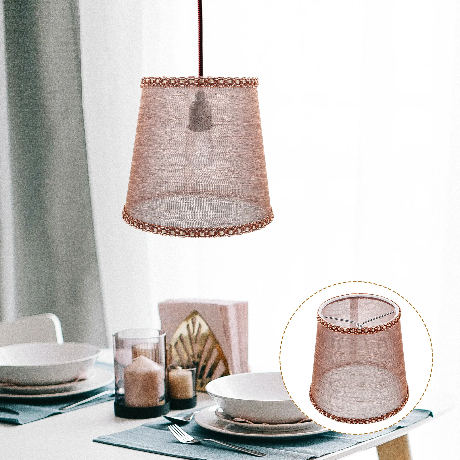

Transparent PVC Fabric Lamp Shade Vintage Table Lampshade Elegant Light Cover Bedroom Decor