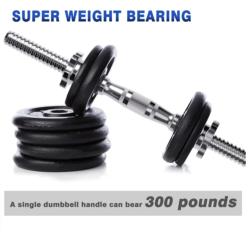 Threaded Dumbbell Handles Adjustable Dumbbell Bar Handles Fit 1 Inch Standard Weight Plate Weightlifting Accessories Hold 300lbs