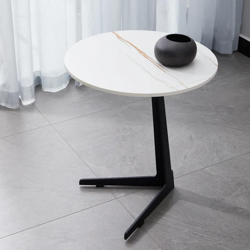 Customized simple rock slab dining Carbon steel coffee table feet support feet Round