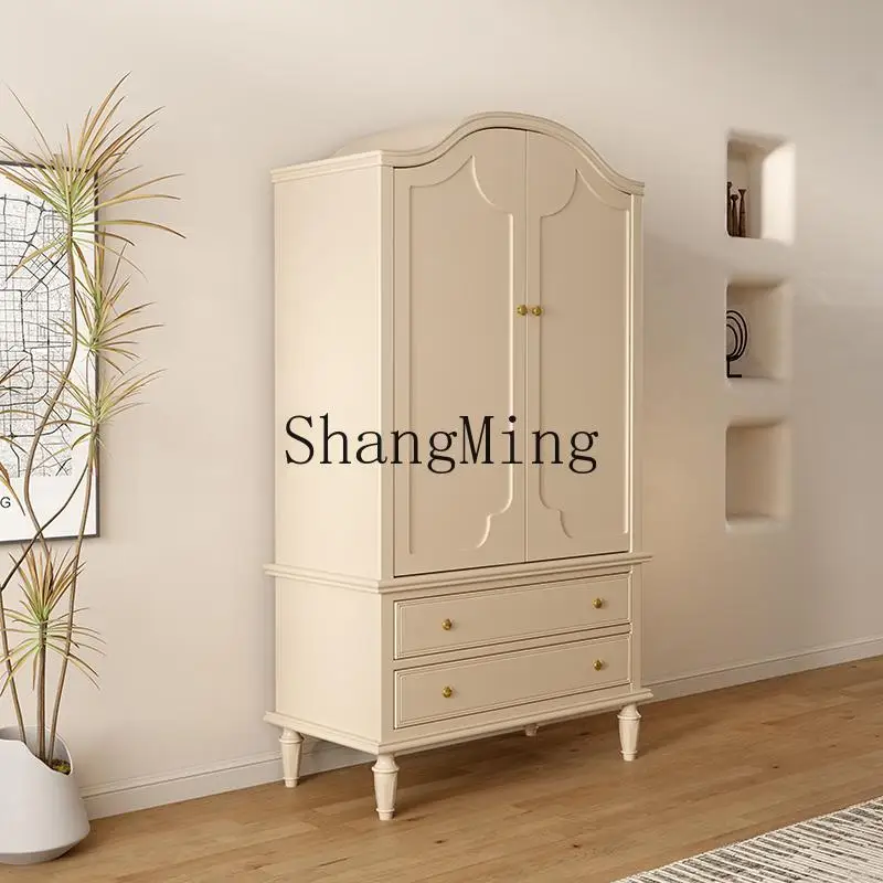 

ZYY all solid wood wardrobe cream wardrobe small apartment single apartment cabinet