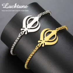 Lucktune Khanda Sikhism Symbol Bracelets for Women Men Stainless Steel Religious Protection Amulet Spiritual Sikh Jewelry Gift