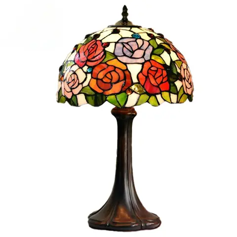 12 Inch 30cm Retro Manual Stained Glass Lampshade Tiffany Table Lamp Lamparas De Mesa