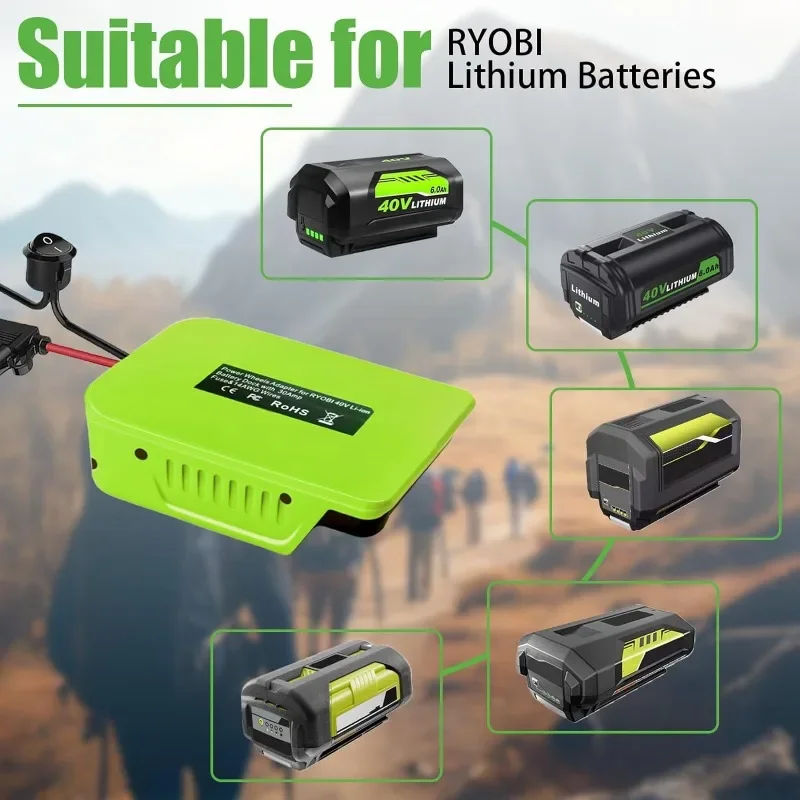 Imagem -02 - Adaptador Power Wheels para Ryobi Doca de Bateria de Lítio 40v Conector de Energia Ferramentas Faça Você Mesmo Op4030 Op40301 Op4040 Novo 14 Awg