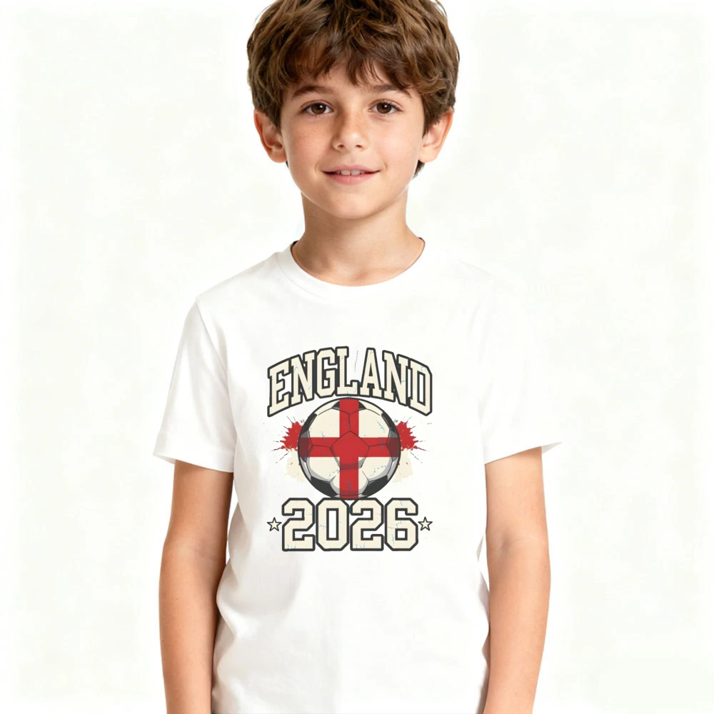 England 2026 Paint Splatter Flag Soccer Graphic TShirt Kids Soccer Fan Party Supplies Casual Daily Outfit Summer Sportswear