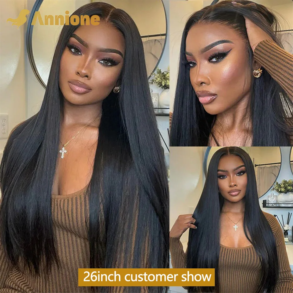 30 inch Glueless Wig Human Hair Ready To Wear 6X4 Brazilian Straight HD Lace Front Human Hair Wig 100% Human Hair Wigs Glueless