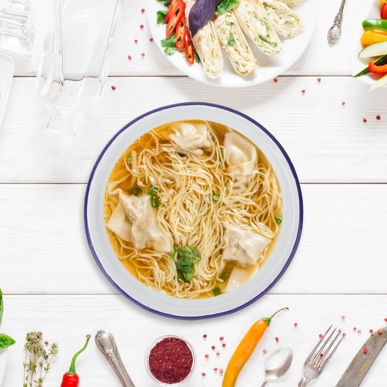 

Enamel Soup Basin Thickened Retro Multipurpose Kitchen Storage Household Washbasin Practical for Family Hotel Restaurant