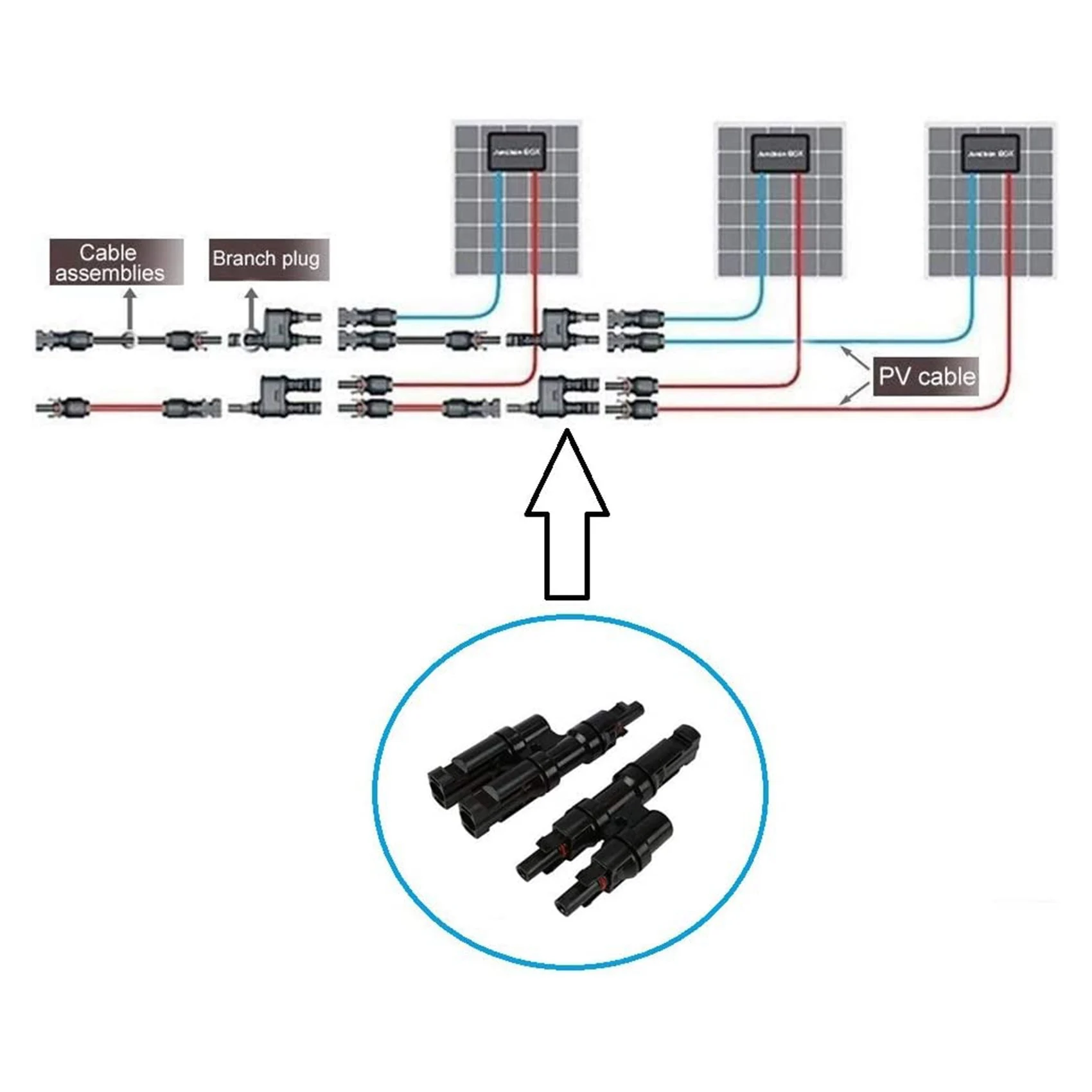 Solar PV Connector 1500V 50A 2T 3T 4T 5T 6T Branch Parallel Connection IP67 Electrical PV Panel Cable Connector