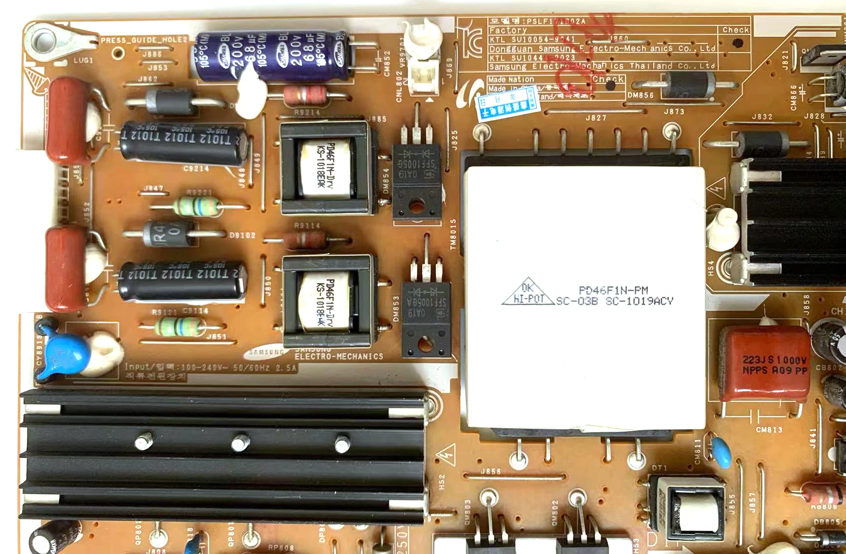 BN44-00357A = BN44-00357B PD46AF1E_ ZSM Power Supply Board is for UN40C5000QM UN40C6200UM UN40C6900UM UE40C6000RW UE46C6000RK TV