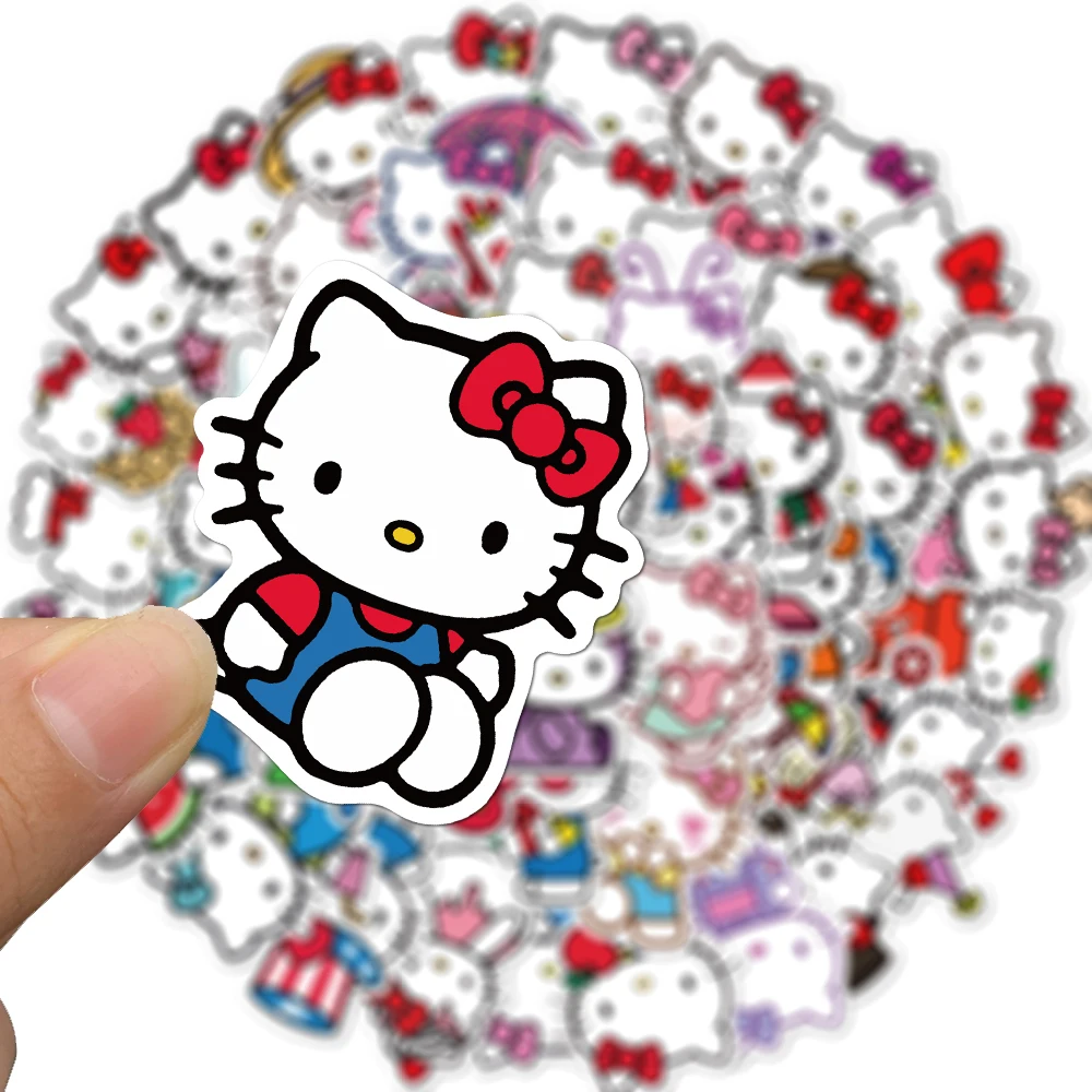 50pcs Hello Kitty Sticker Pack Waterproof Laptop Skin Sanrio Anime Stickers Cute Phone Case Kawaii Stationery Art Supplies