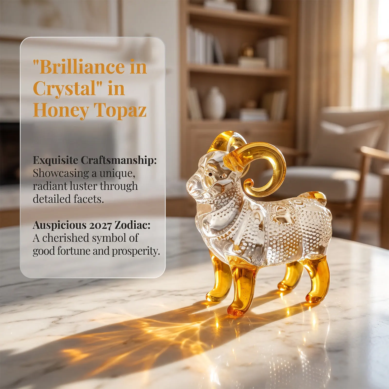 Crystal Sheep Ornaments Bookshelf Goat Decor Chinese New Year Souveirs Collectible Figurine Zodiac Figurines Statue Animal
