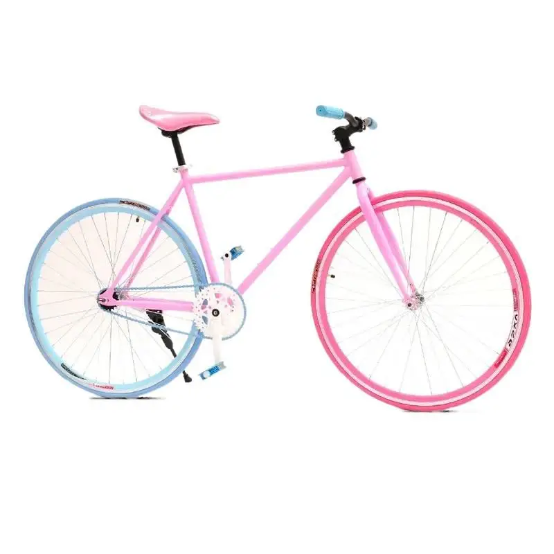 

Beautiful color 700C 24 speed carbon steel frame fixed gear Pour brake road bike